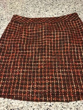 NWT. LOFT Tweed A-Line Skirt in Brown and Orange